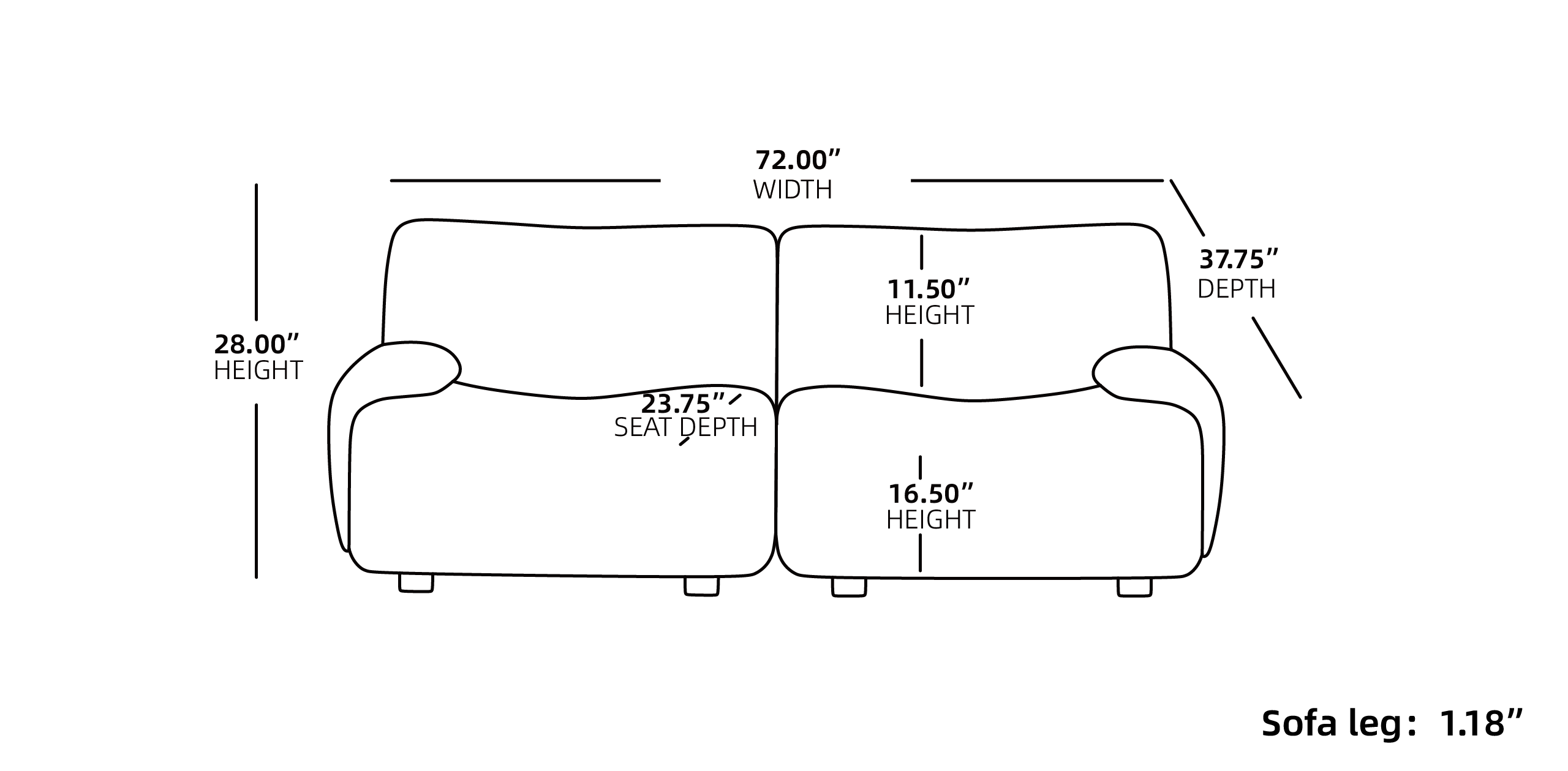 324 Modular Sectional Sofa Low Arm Loveseat Size