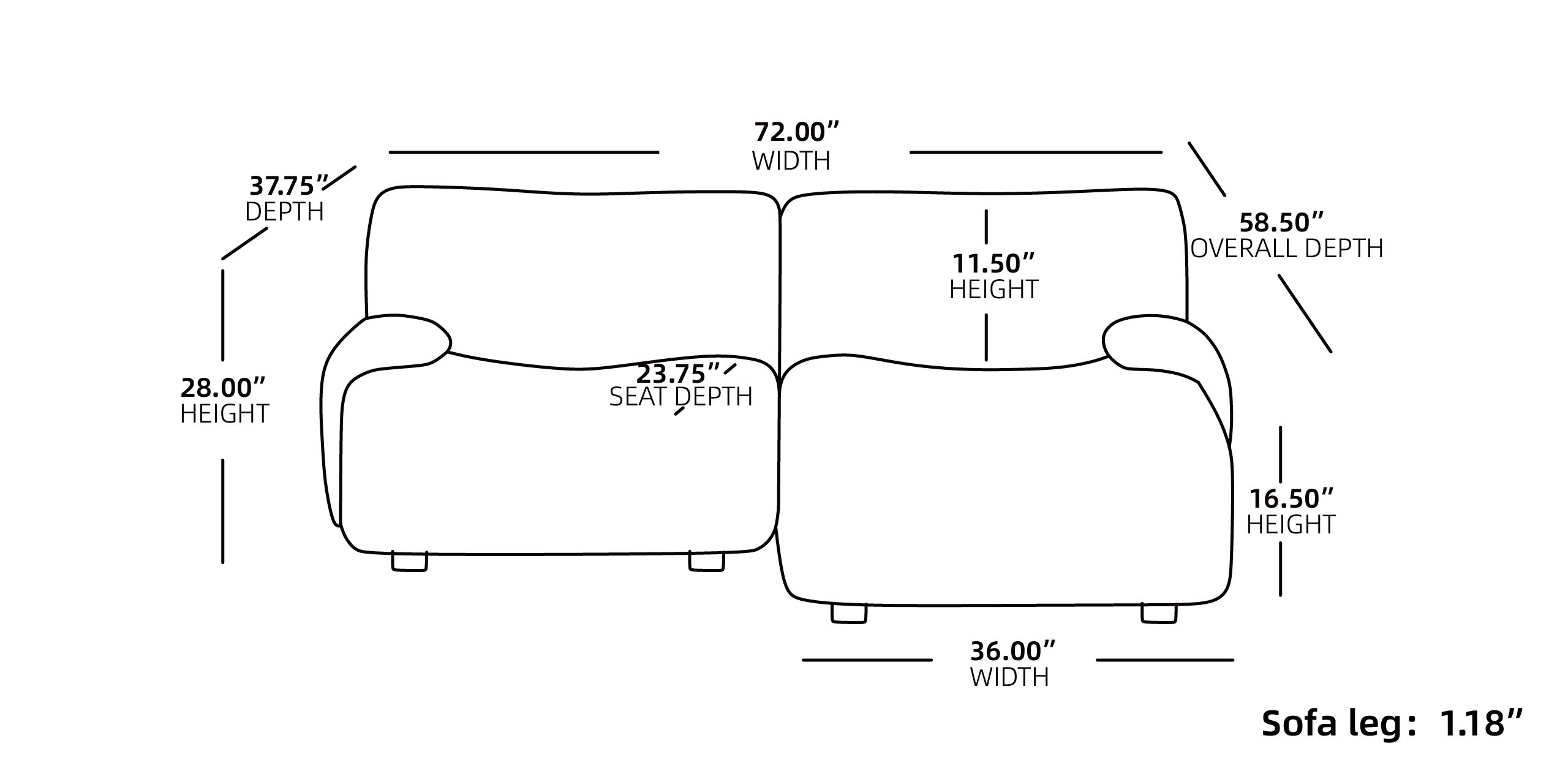 324 Modular Sectional Sofa Low Arm Loveseat Sofa Chaise Size