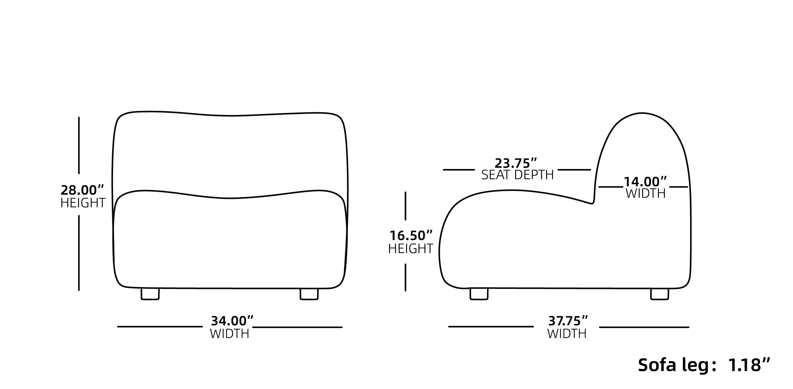 324 Modular Sectional Sofa Middle Seat Size