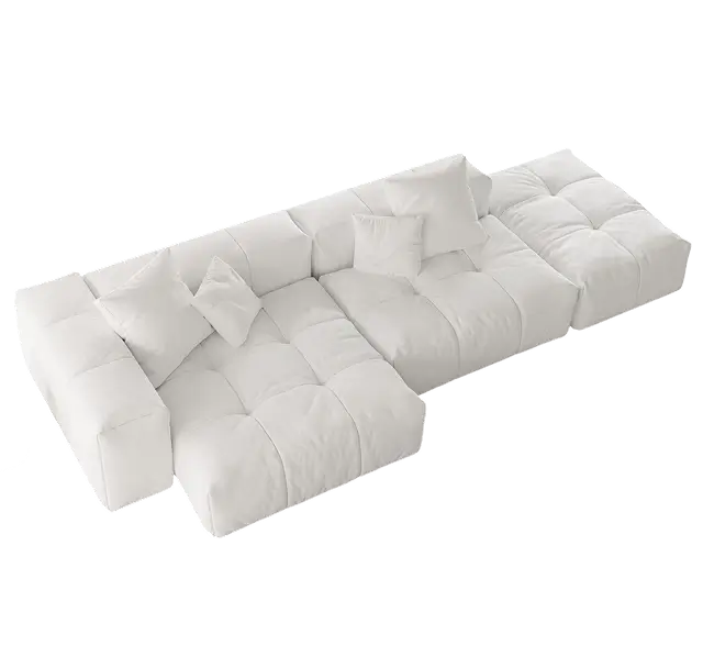 Pixel Classic Modular Sofa | 119.27" 3-Seater Sofa Chaise Lounge - White