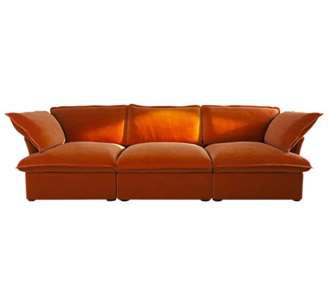 Sky Plus Velvet Cloud Sofa | Modular Washable 123-Inch Velvet Sleepers 3-Seaters