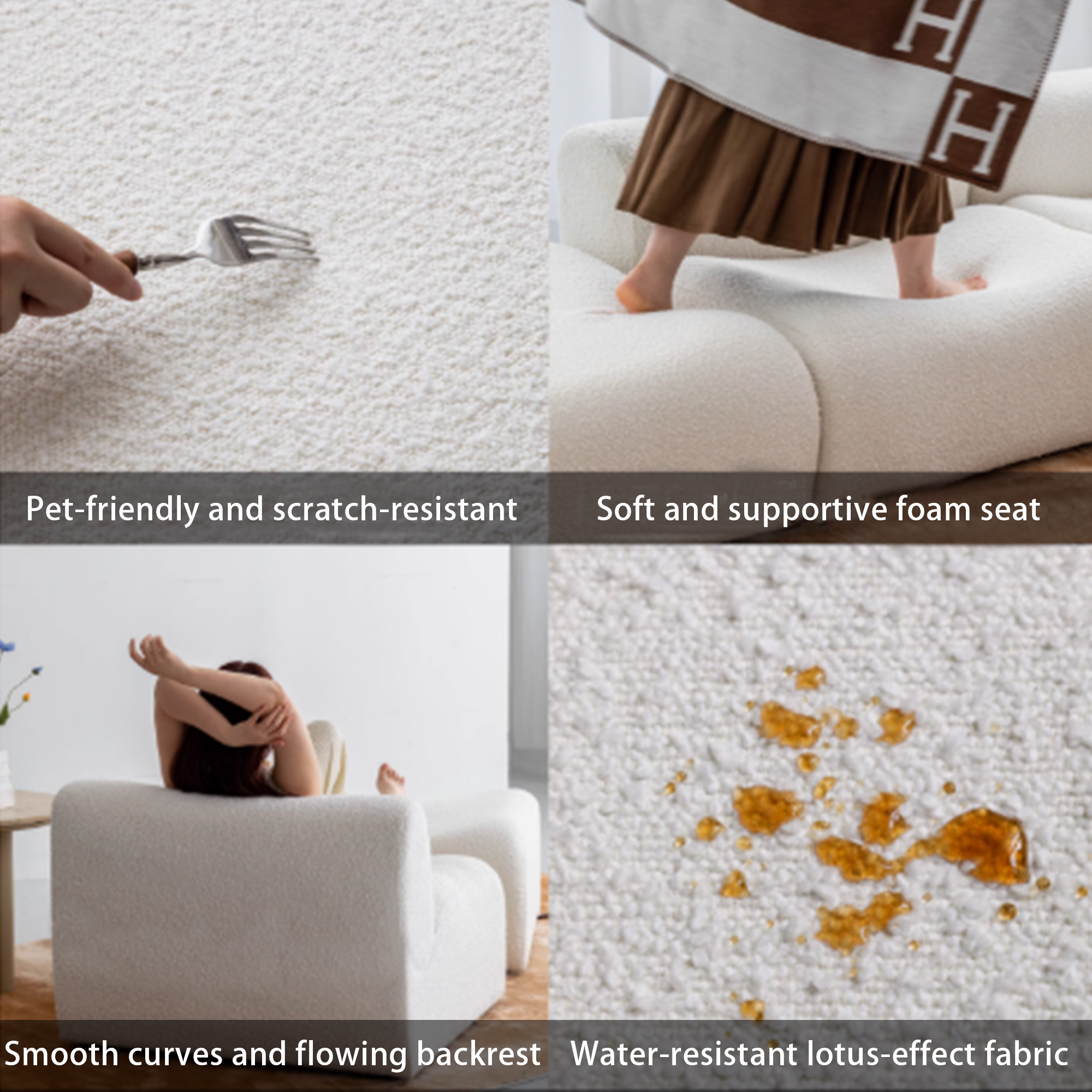 1977 Modular Sectional Couch | Pet-Friendly High-Arm Sofa Chaise with Washable Covers 3-Seater
