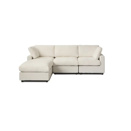 142 Beige Washable Couch 3 Seater L Shaped Cloud Sofa Sectional Wb