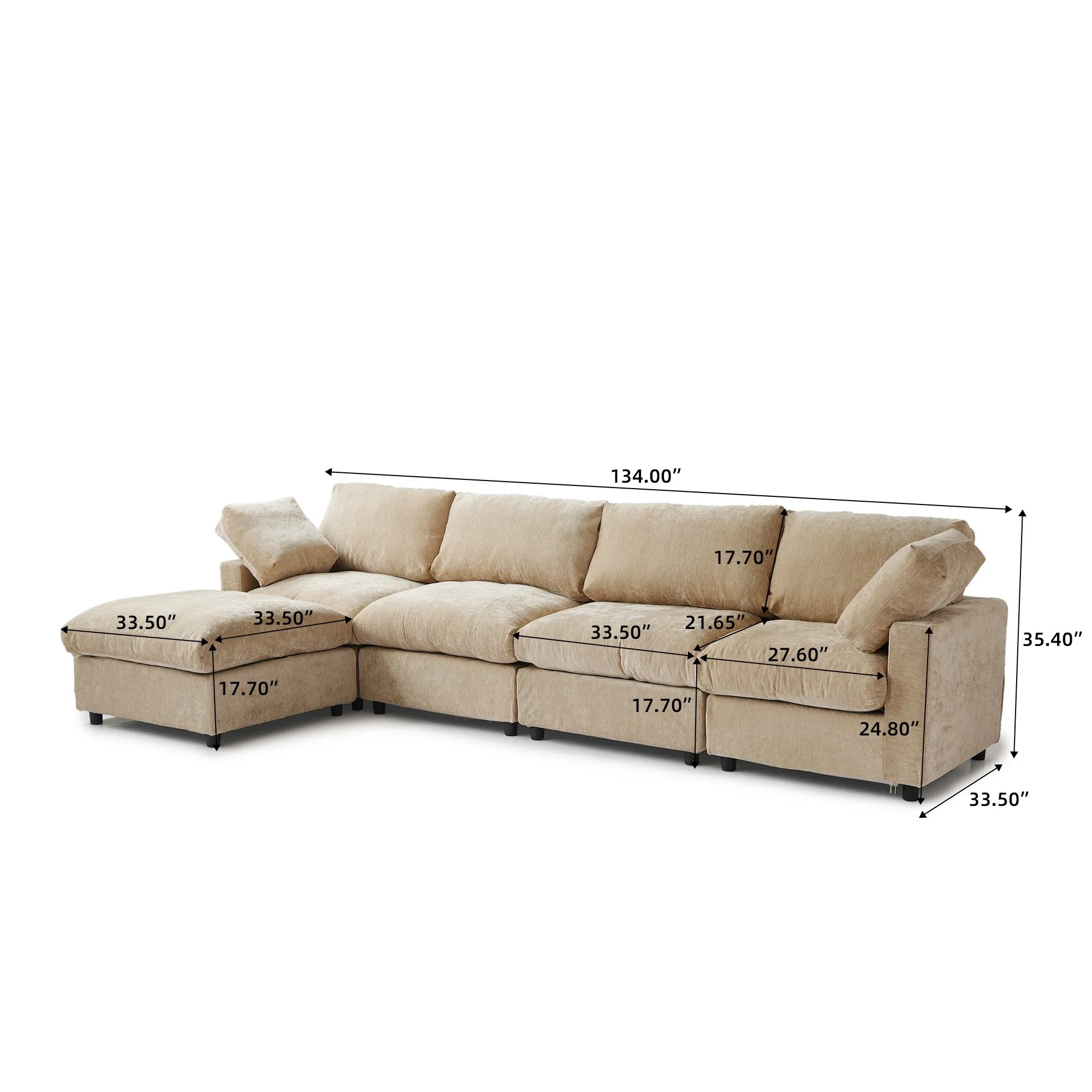 4 Seater L Shaped Deep Seat For Living Room Sofa Sets