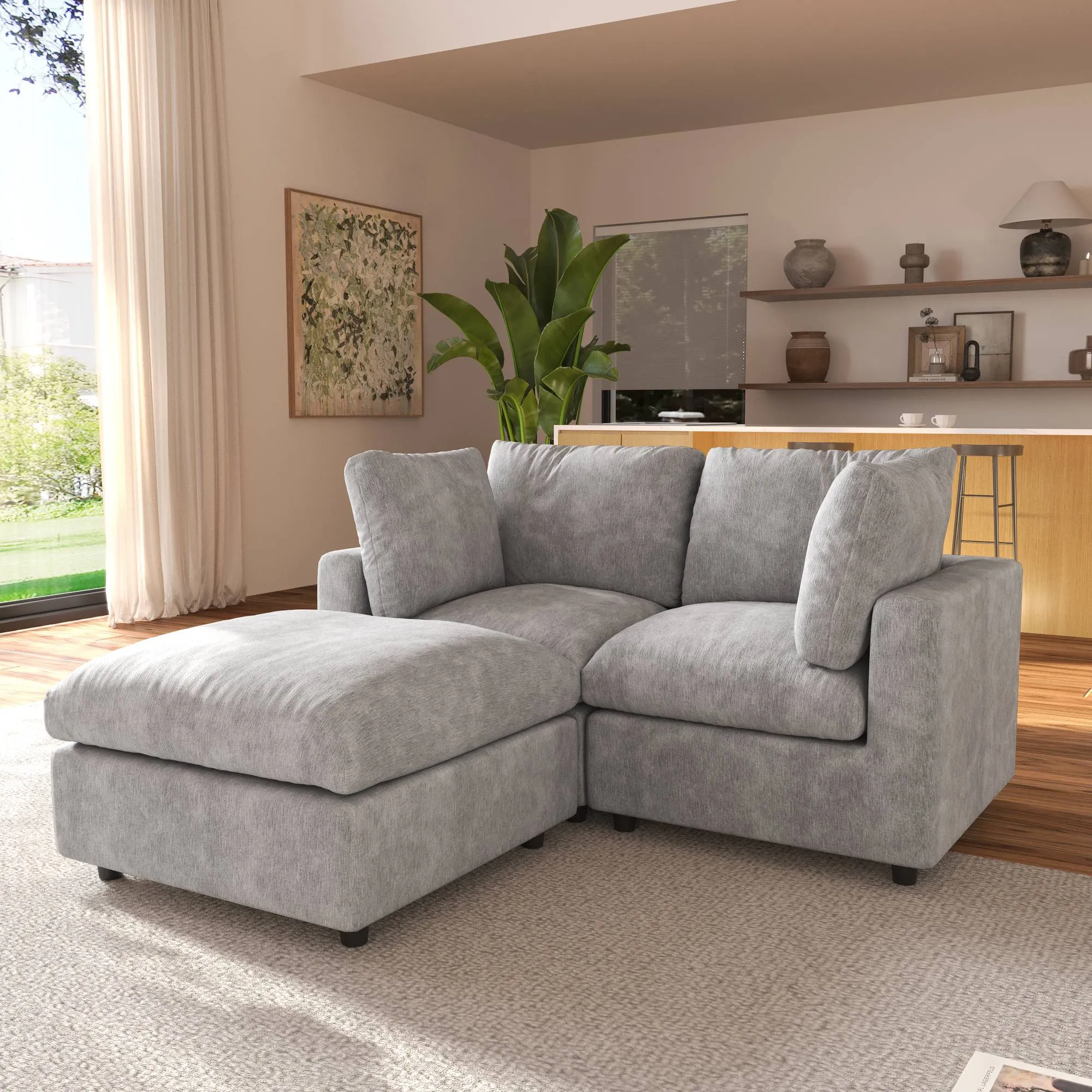 http://Loveseat%20Sofa%20Chaise%20Chenille%20And%20Linen%20Washable%20Sofa%20142%20Light%20Grey%20Sofa%2002
