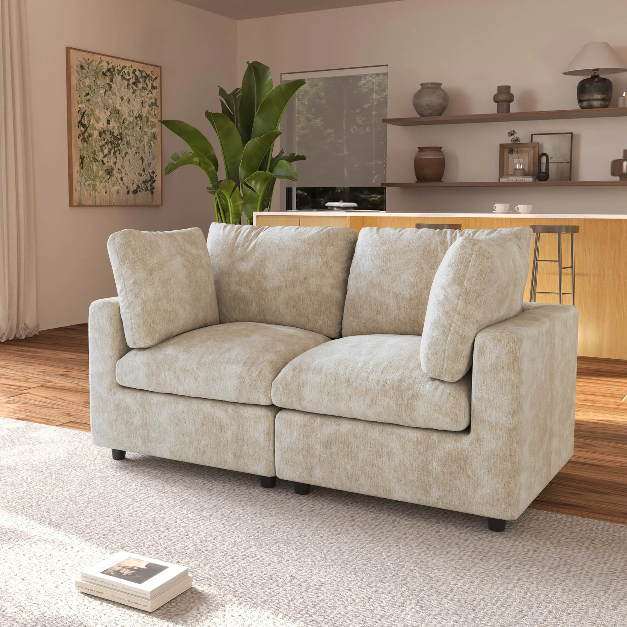 http://Loveseat%20Sofa%20Chenille%20And%20Linen%20Washable%20Sofa%20Black%20142%20Khaki%20Sofa%2002