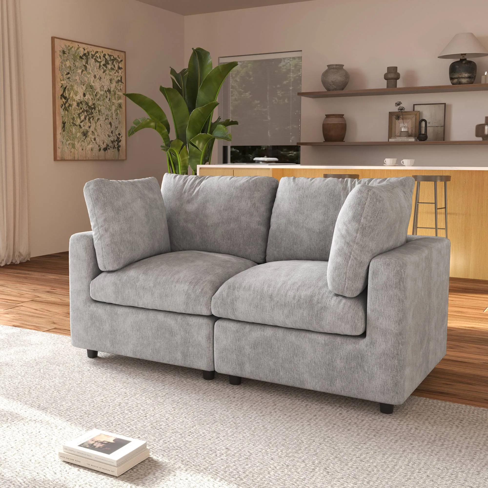 http://Loveseat%20Sofa%20Chenille%20And%20Linen%20Washable%20Sofa%20Black%20142%20Light%20Grey%20Sofa%2002