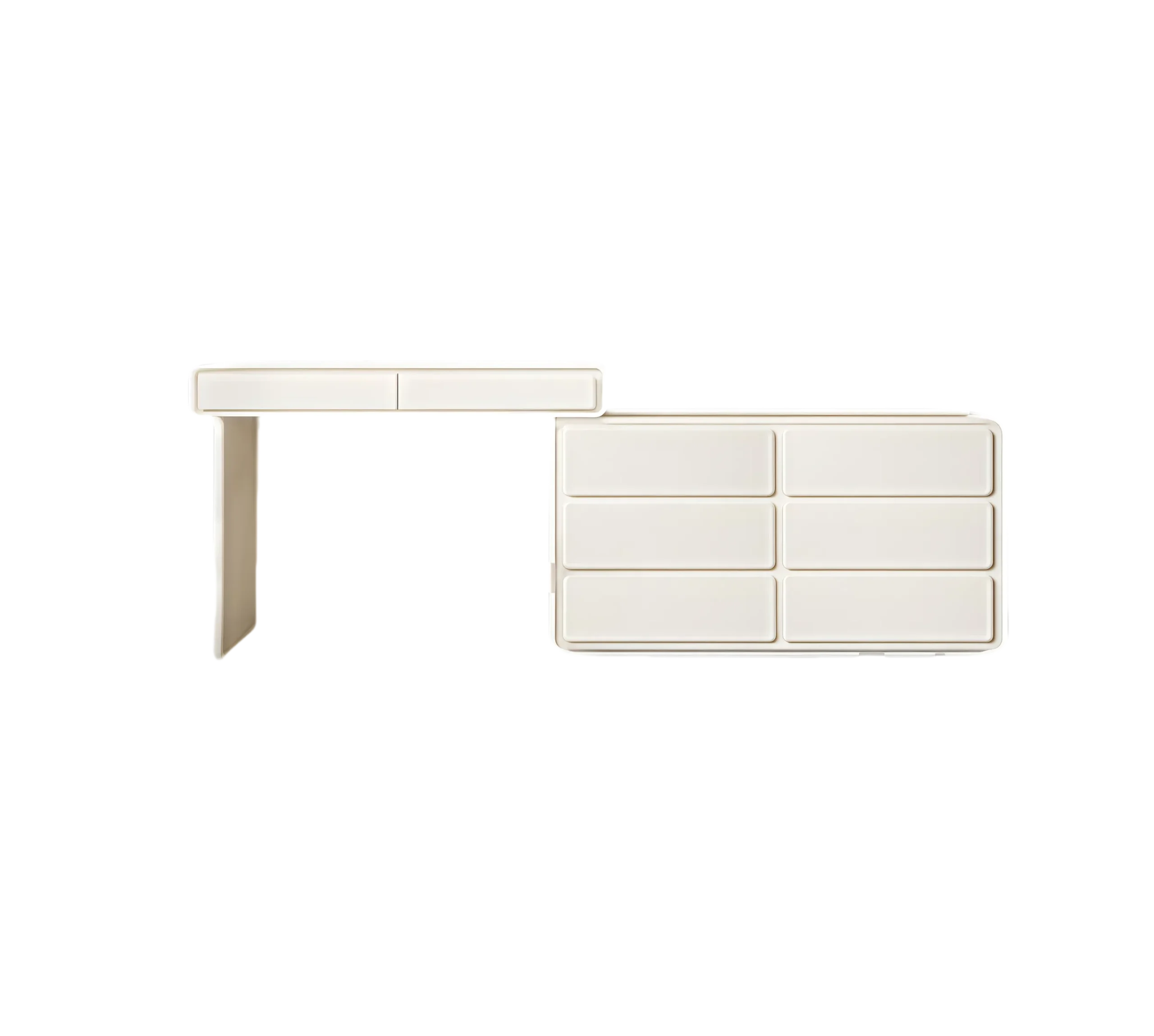 Modern Beige Makeup Vanity with 6 Drawers