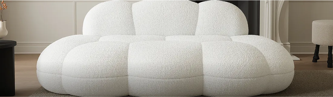 Bubble Curve Boneless Sherpa Fleece Sofa