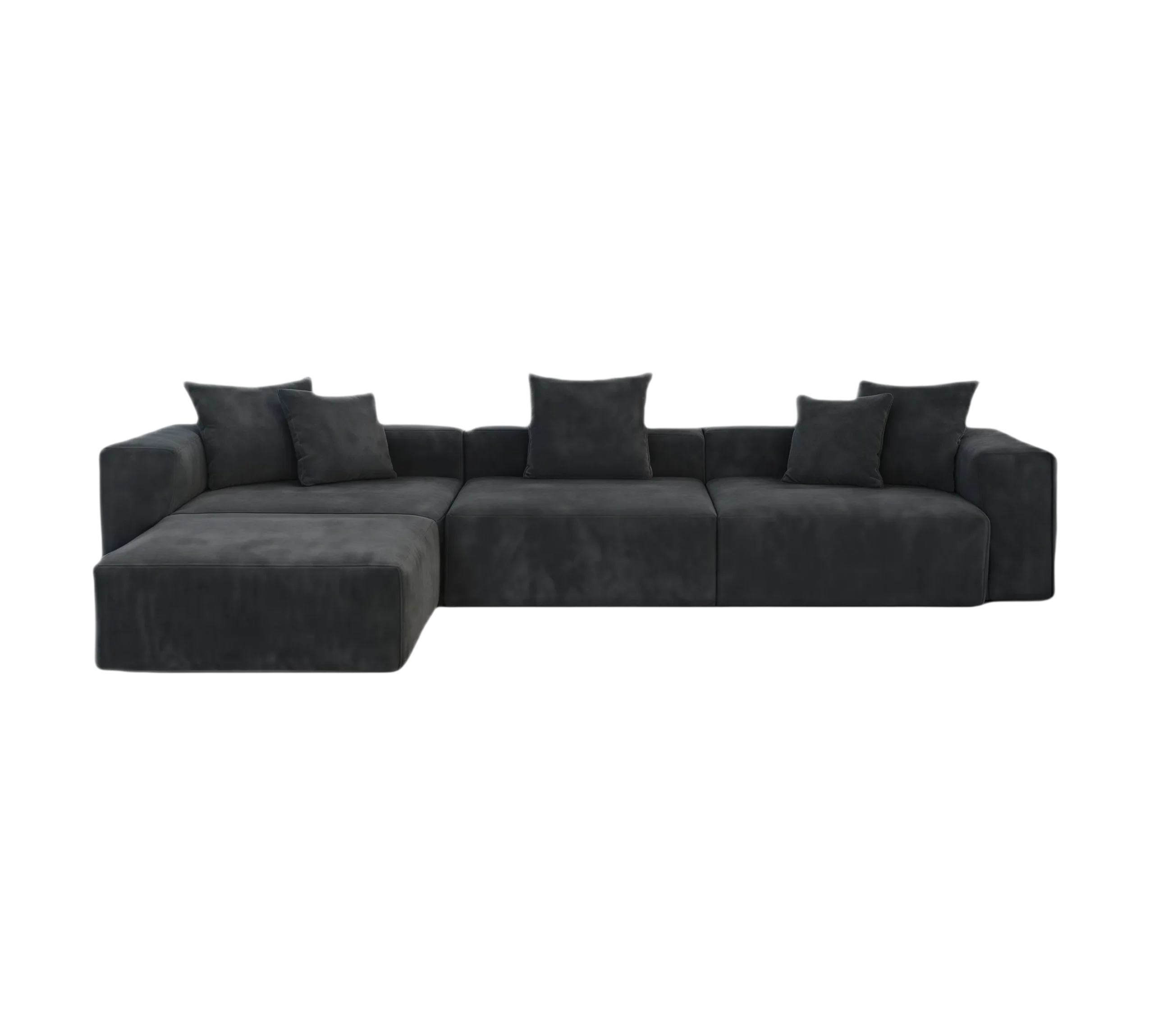 Pixel Modern | 141.73″ Corduroy Armrest Sofa With Ottoman L-Shaped Removable Sofa Cover