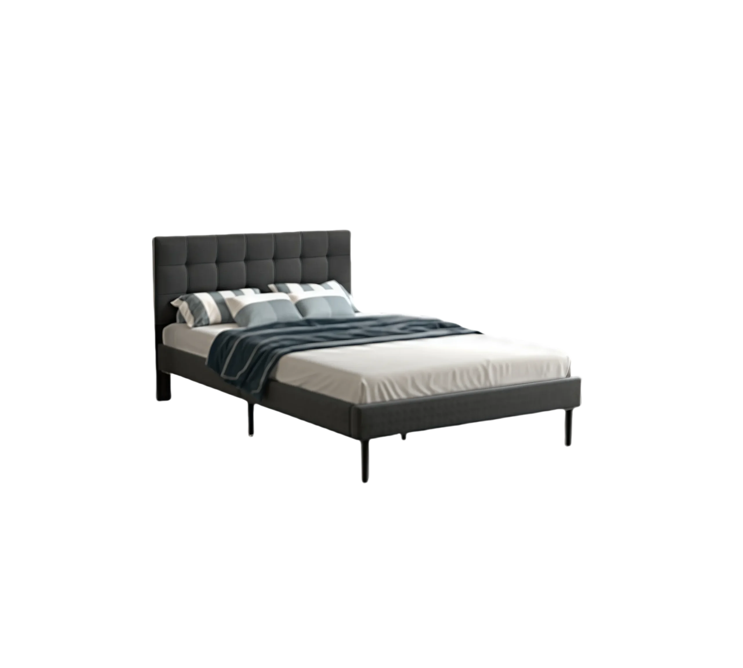 Queen Bed Frame with Upholstered Headboard