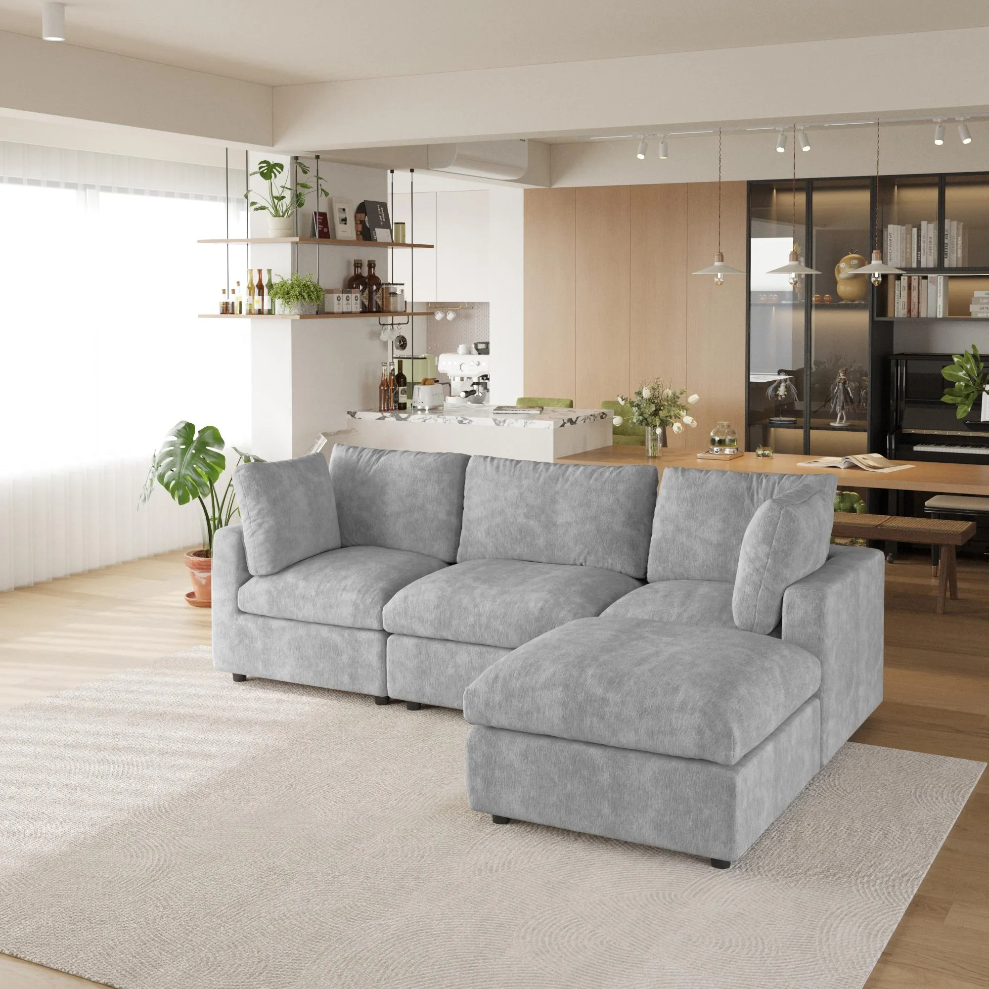 http://Sky%20Modular%20Track%20Arm%203%20Seater%20L%20Shaped%20Cloud%20Sofa%20Sectionals%20142%20Washable%20Couch%20(3)