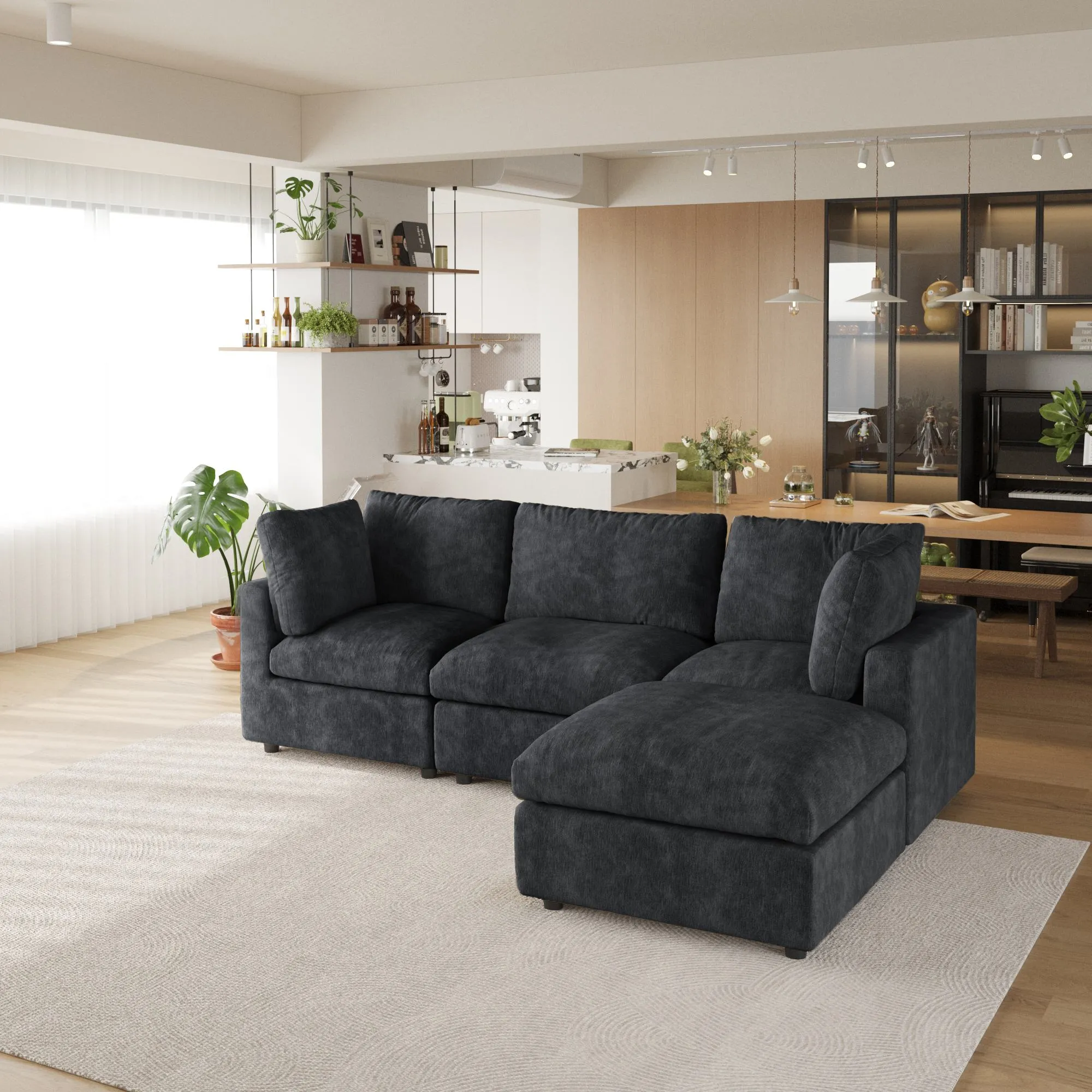 http://Sky%20Modular%20Track%20Arm%203%20Seater%20L%20Shaped%20Cloud%20Sofa%20Sectionals%20142%20Washable%20Couch%20(4)
