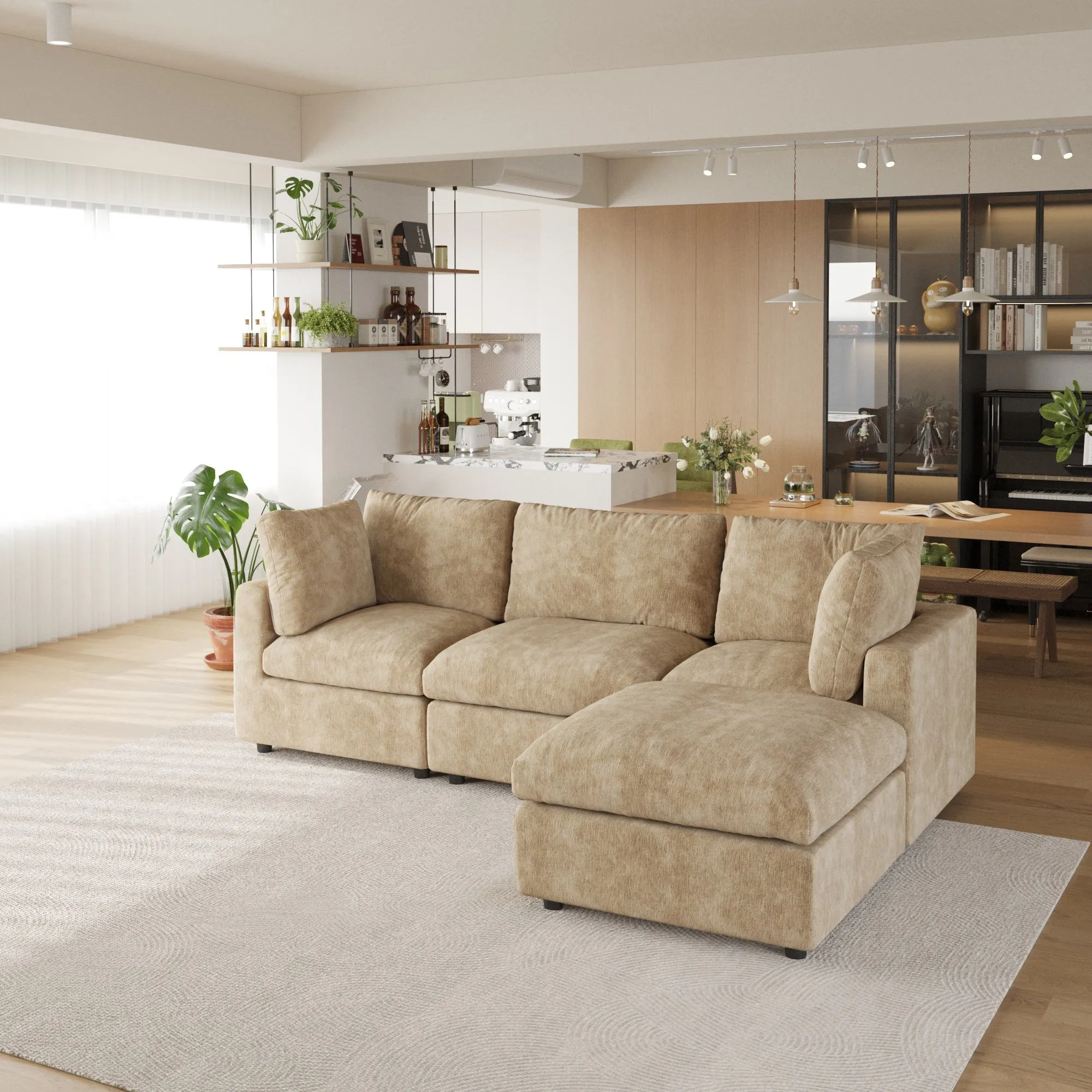 http://Sky%20Modular%20Track%20Arm%203%20Seater%20L%20Shaped%20Cloud%20Sofa%20Sectionals%20142%20Washable%20Couch%20(8)