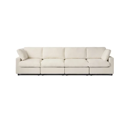 Sky Modular Track Arm Sectional Cloud Sofa 3 Seater Beige Skin-Friendly Washable Couch