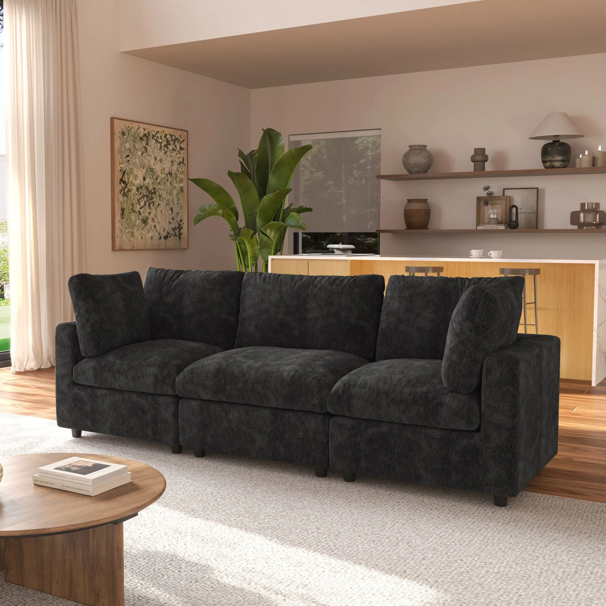 http://Sky%20Modular%20Track%20Arm%20Sectional%20Cloud%20Sofa%203%20Seater%20Black%2002