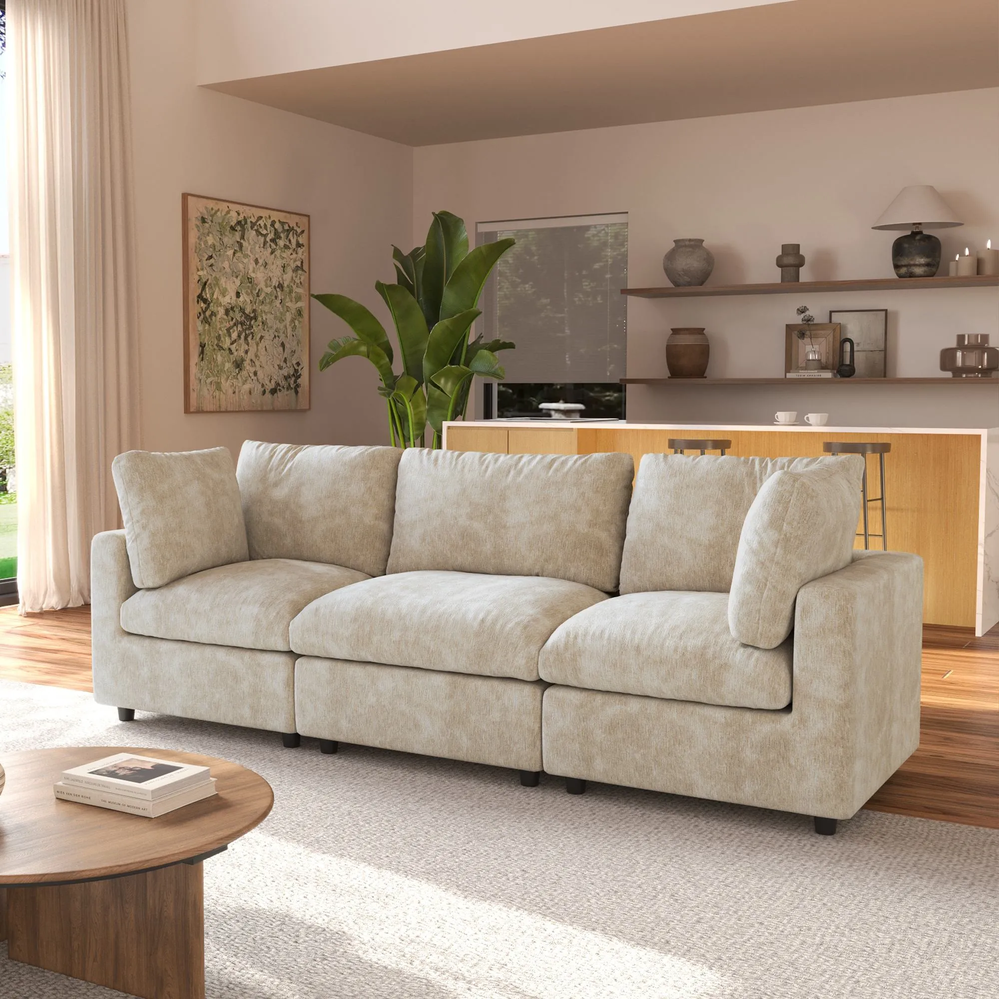 http://Sky%20Modular%20Track%20Arm%20Sectional%20Cloud%20Sofa%203%20Seater%20Khaki%2002