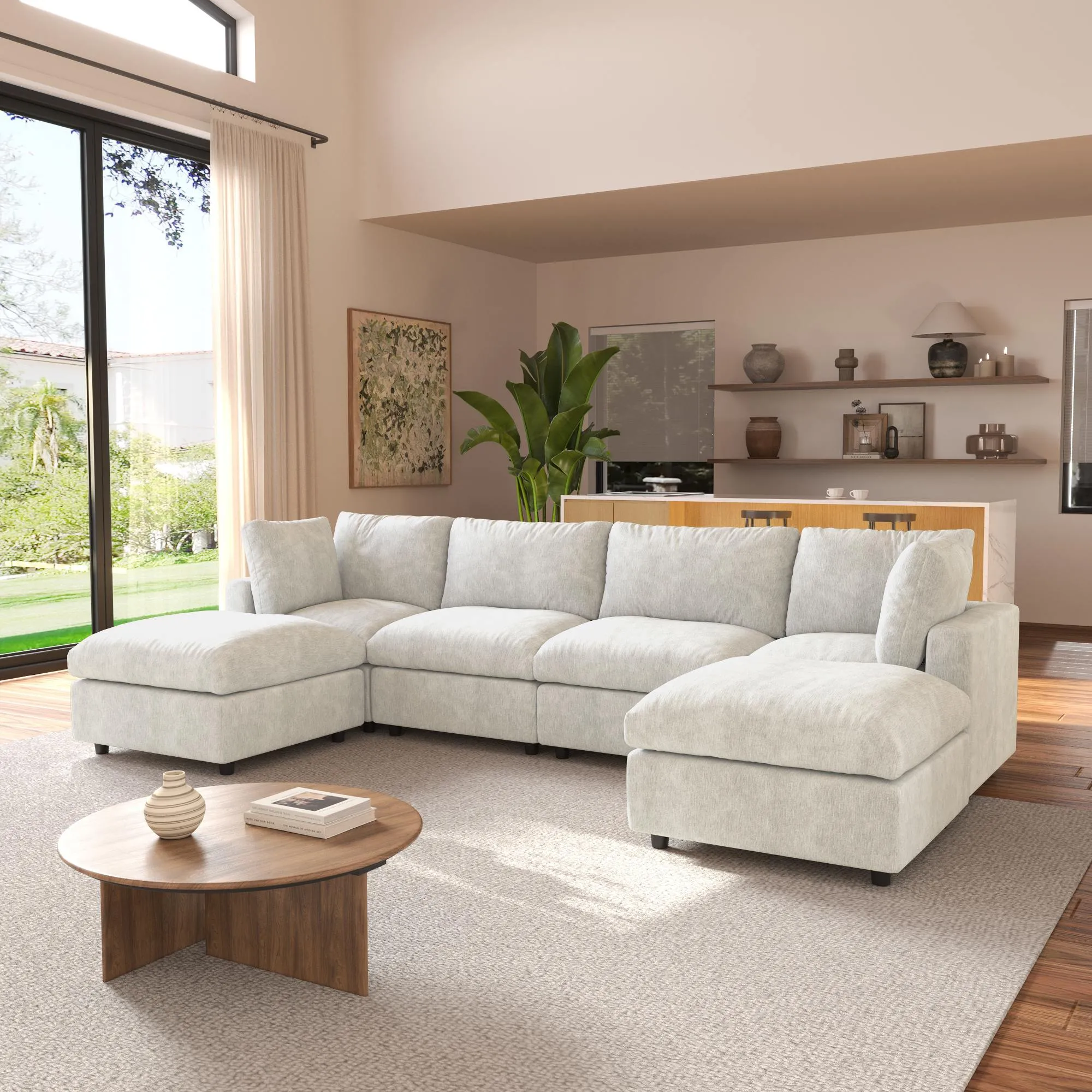 http://Sky%20Modular%20Track%20Arm%20Sectional%20Cloud%20Sofa%20Beige%204%20Seater%20U%20Shaped%2002