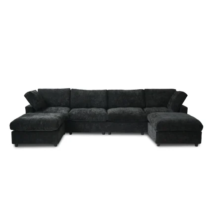 Sky Modular Track Arm Sectional Cloud Sofa Black Deep Seat Minimalist Sofa