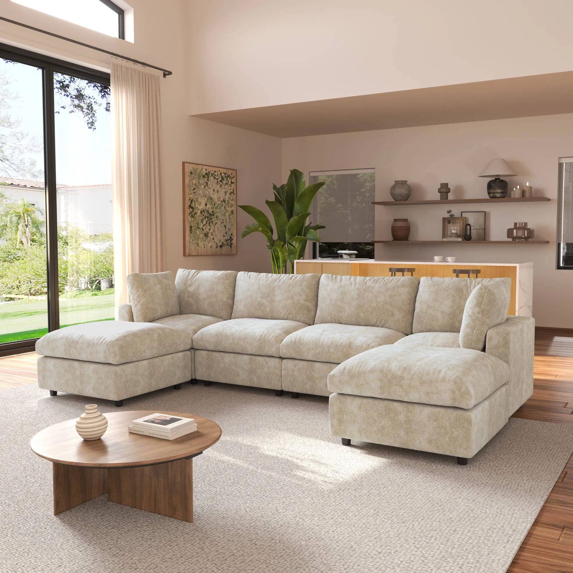 http://Sky%20Modular%20Track%20Arm%20Sectional%20Cloud%20Sofa%20Khaki%204%20Seater%20U%20Shaped%2001