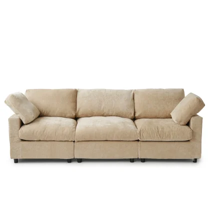 Skin-Friendly Washable Couch Sky Modular Track Arm Sectional Cloud Sofa Khaki White Bg (5)