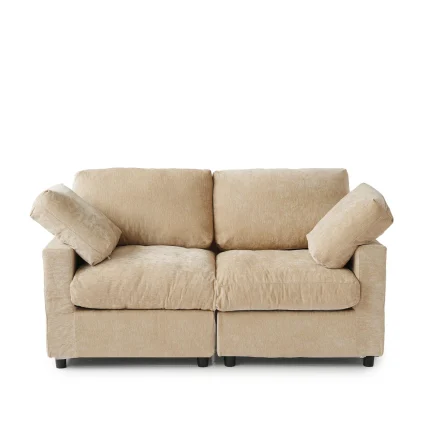 Loveseat Sofa Chenille and Linen Washable Sofa 142 khaki