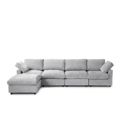 Sky Modular Track Arm Sectional Cloud Sofa Light Grey White Deep Seat For Living Room Sofa Sets