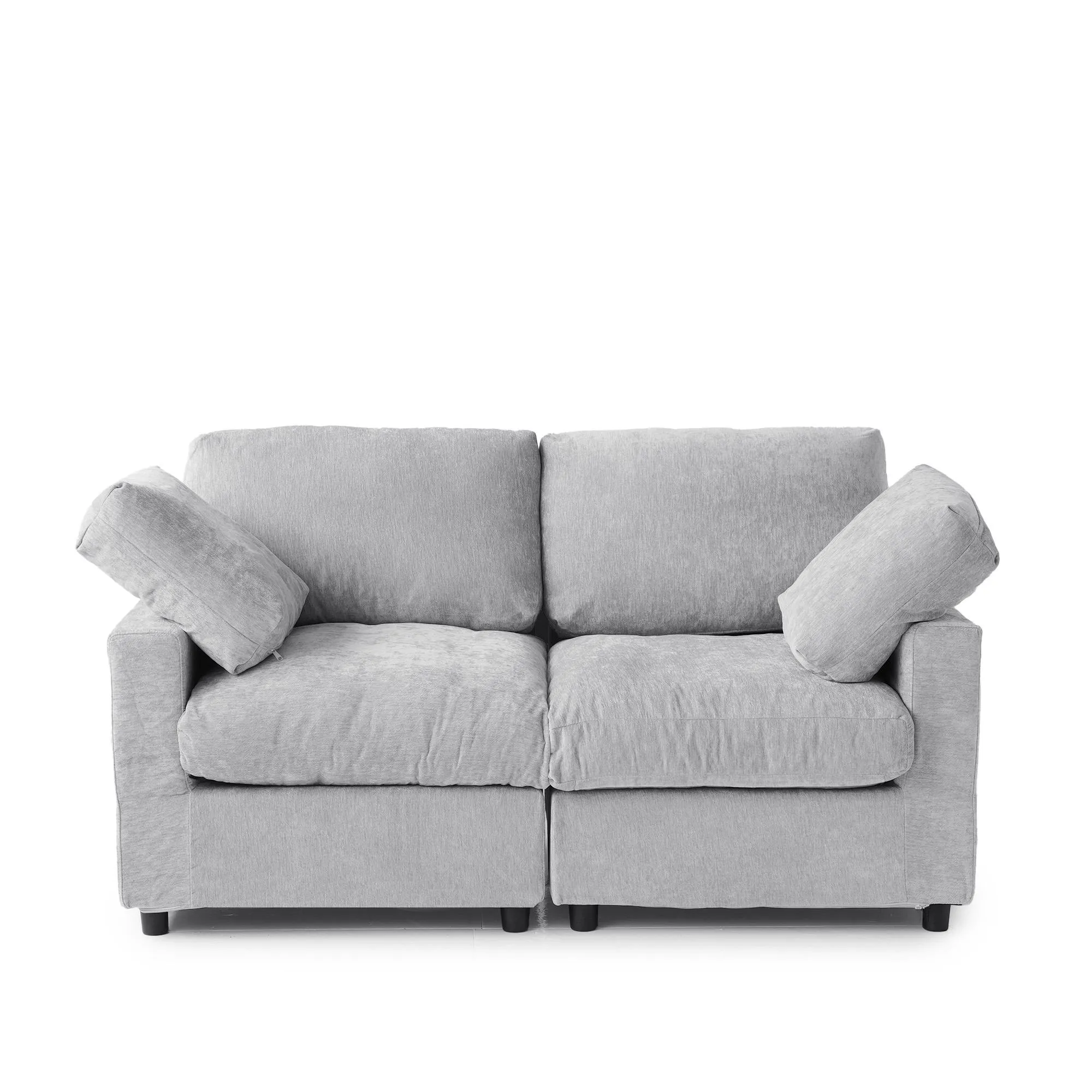 http://Loveseat%20Sofa%20Chenille%20and%20Linen%20Washable%20Sofa%20142%20light%20grey