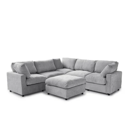 Sky Modular Track Arm Sectional Cloud Sofa Light Grey White V-Shaped Sectional Sofa