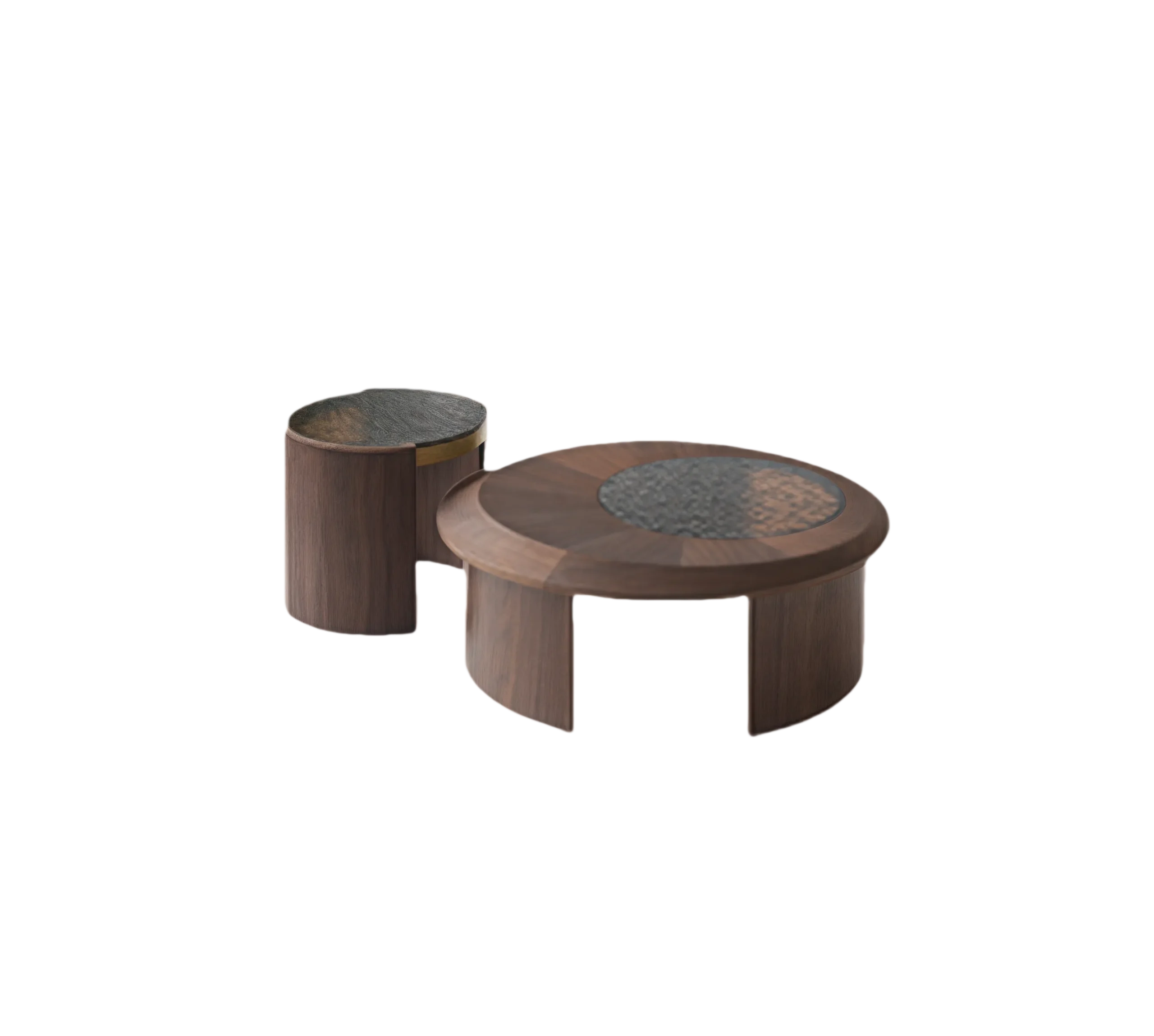 Tavola Modern Round Coffee Table Set Glass And Wood