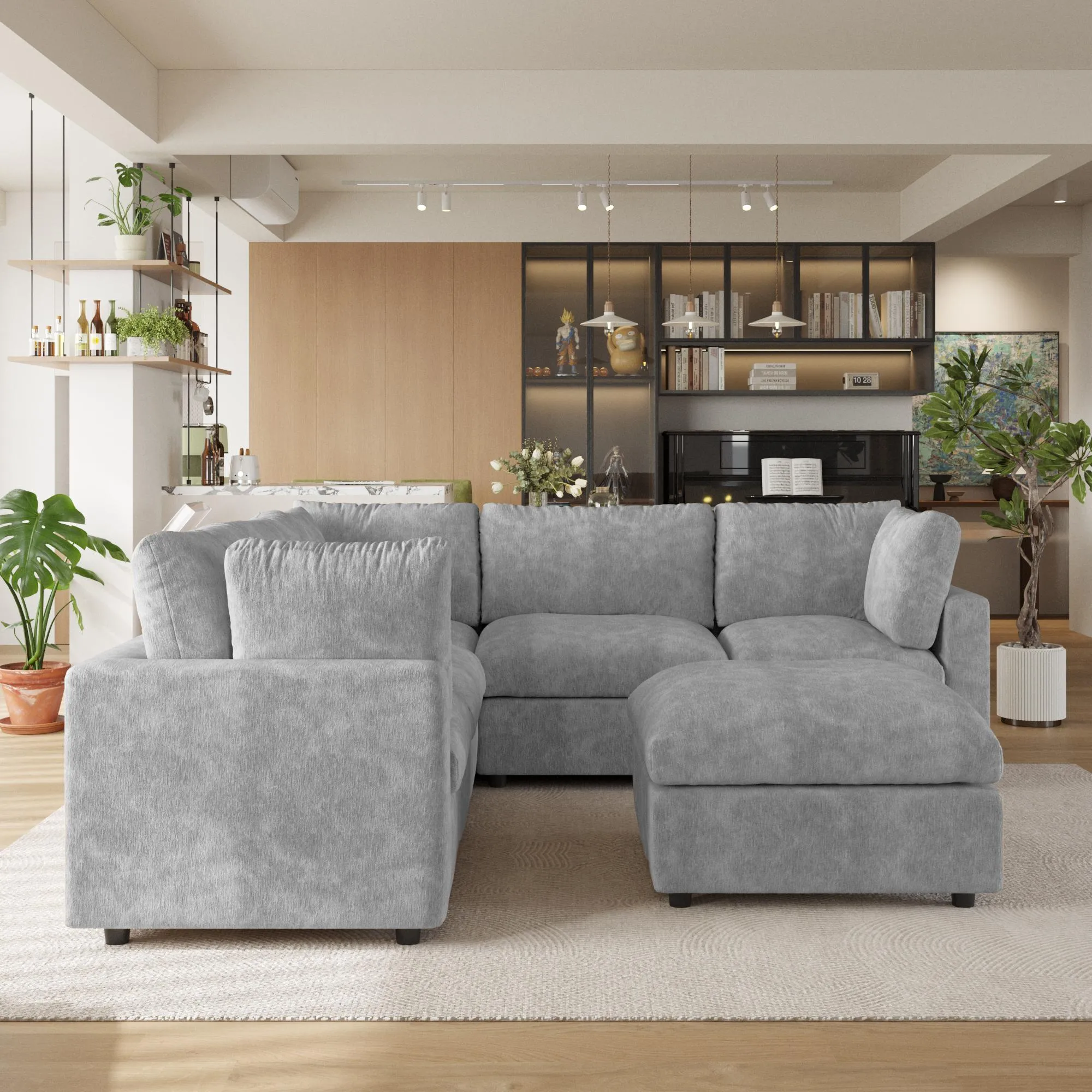 http://Washable%20V%20Shaped%20Sectional%20Sofa%20With%20Ottoman%20(6)