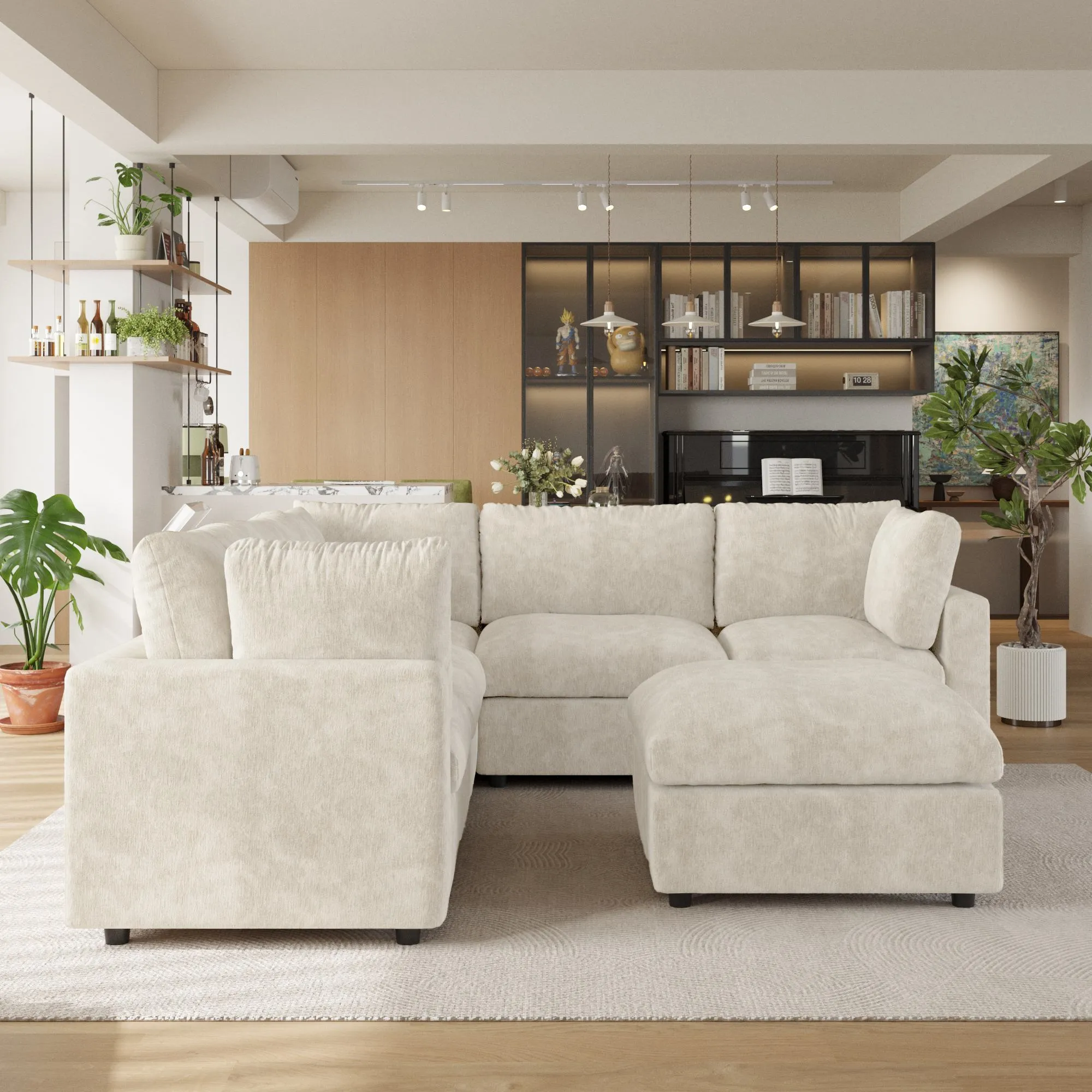 http://Washable%20V%20Shaped%20Sectional%20Sofa%20With%20Ottoman%20(7)
