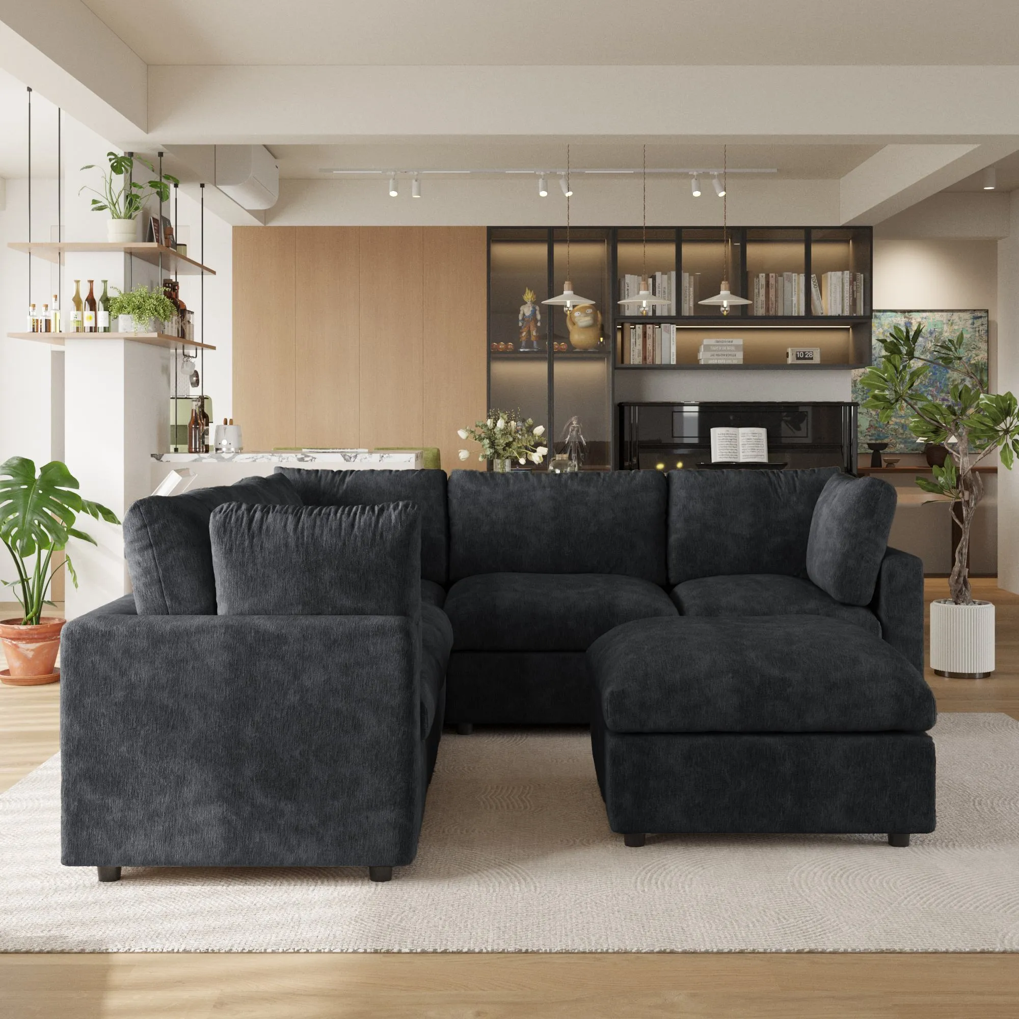 http://Washable%20V%20Shaped%20Sectional%20Sofa%20With%20Ottoman%20(8)
