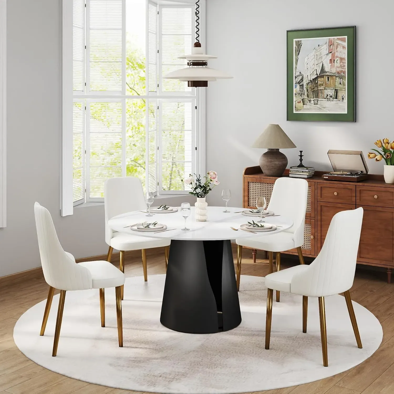 http://53%20Modern%20Round%20Dining%20Table,%20White%20Sintered%20Stone%20Tabletop%20With%20Solid%20Carbon%20Steel%20Base,%20Kitchen%20Dining%20Table%20For%206%201
