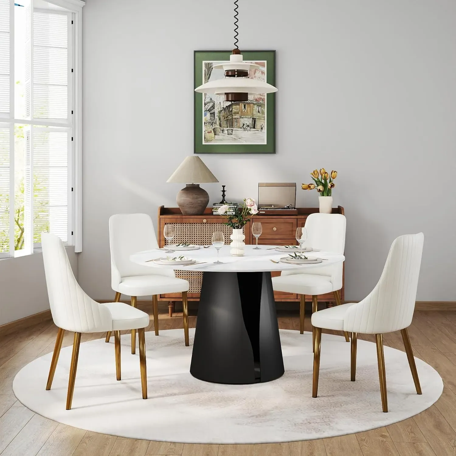 http://53%20Modern%20Round%20Dining%20Table,%20White%20Sintered%20Stone%20Tabletop%20With%20Solid%20Carbon%20Steel%20Base,%20Kitchen%20Dining%20Table%20For%206%204