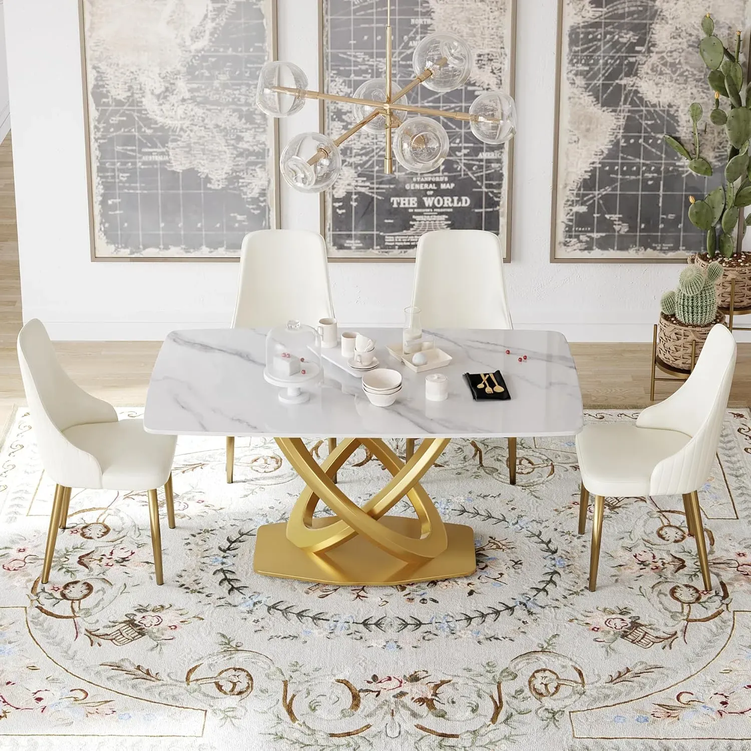 http://63''%20Dining%20Table,%20Modern%20Dining%20Table%20For%206,%20White%20Sintered%20Stone%20With%20Stainless%20Steel%20Gold%20Pedestal,%20Rectangular%20Dinner%20Room%20Table%201