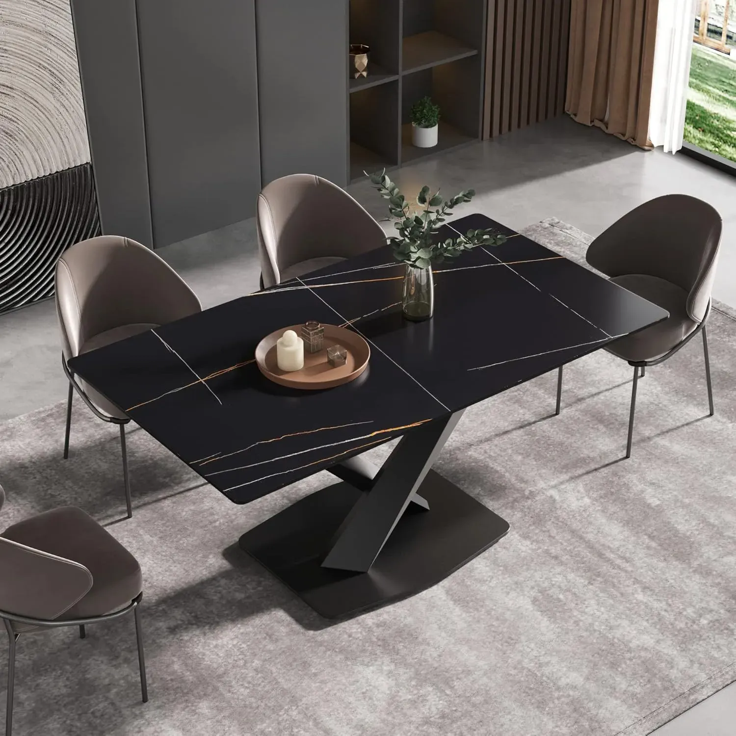 63" Rectangular Black with Jet Black Base