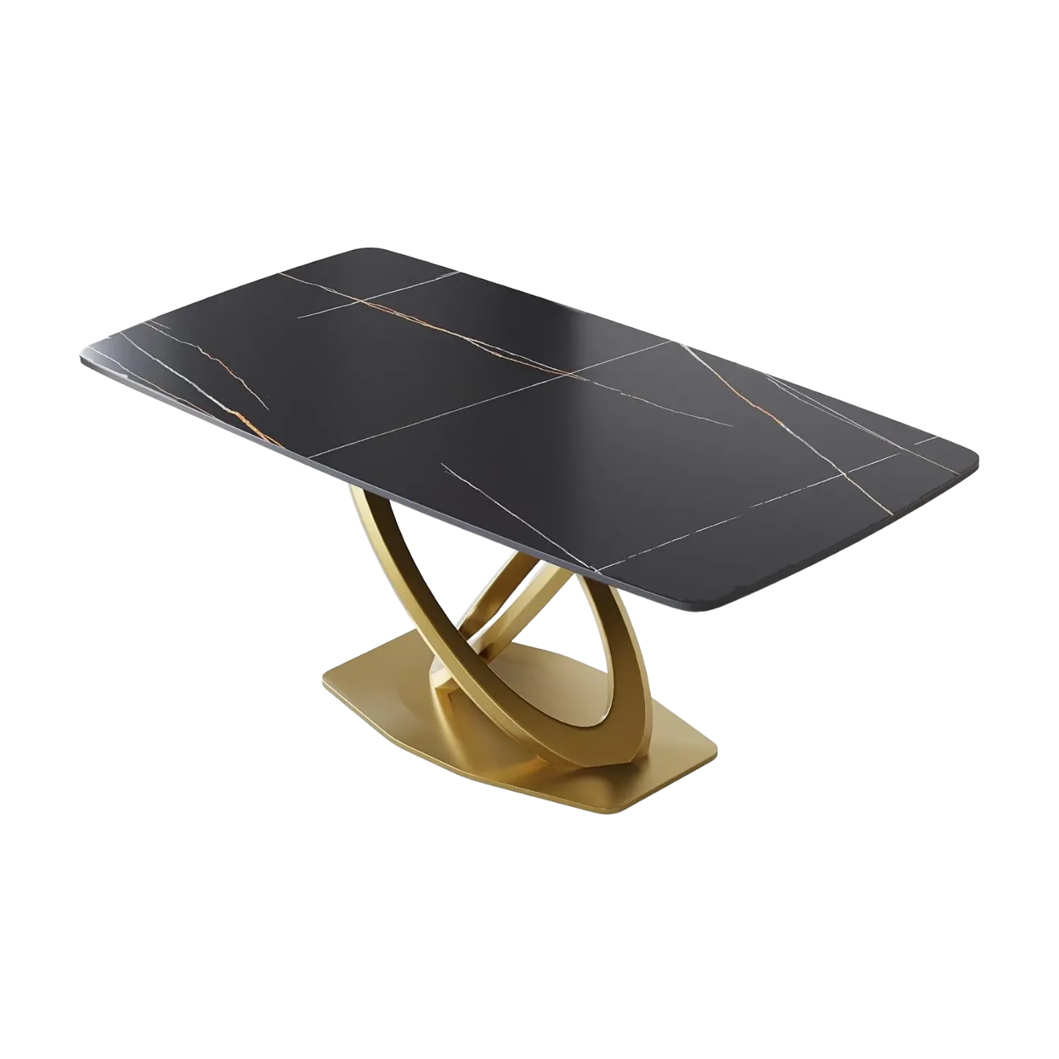 70" Rectangular Black with Luxe Gold Base for 8