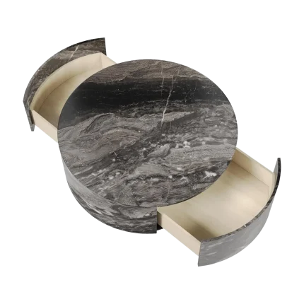 Terra Lunar Coffee Tables | Marble Top 33" Round Light Gray with Dusk Gold Base