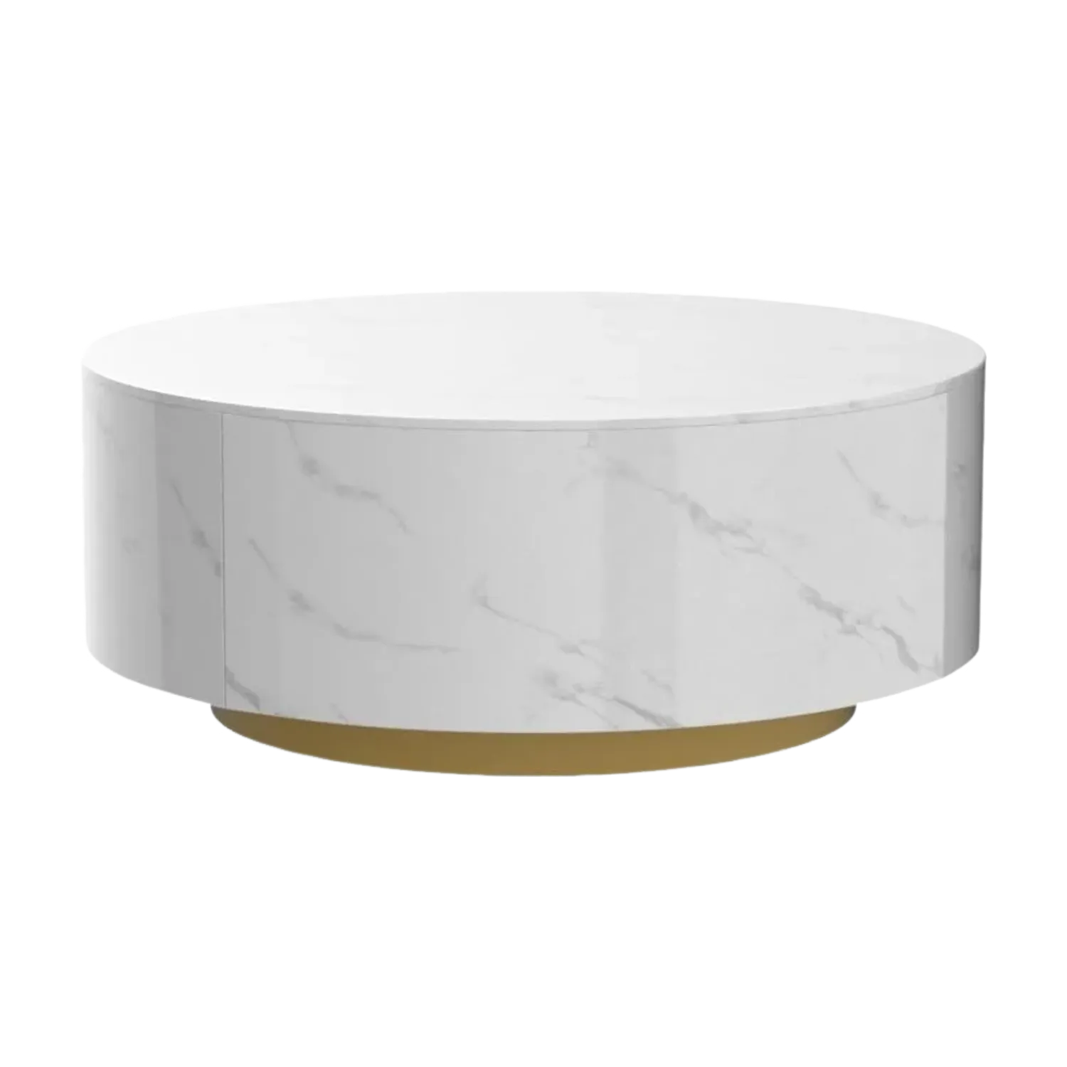 Marble Top 33" Round White with Dusk Gold Base