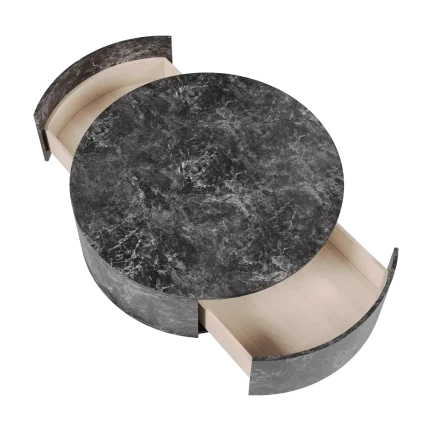 Terra Lunar Coffee Tables | Marble Top 33" Round Gray with Luxe Gold Base