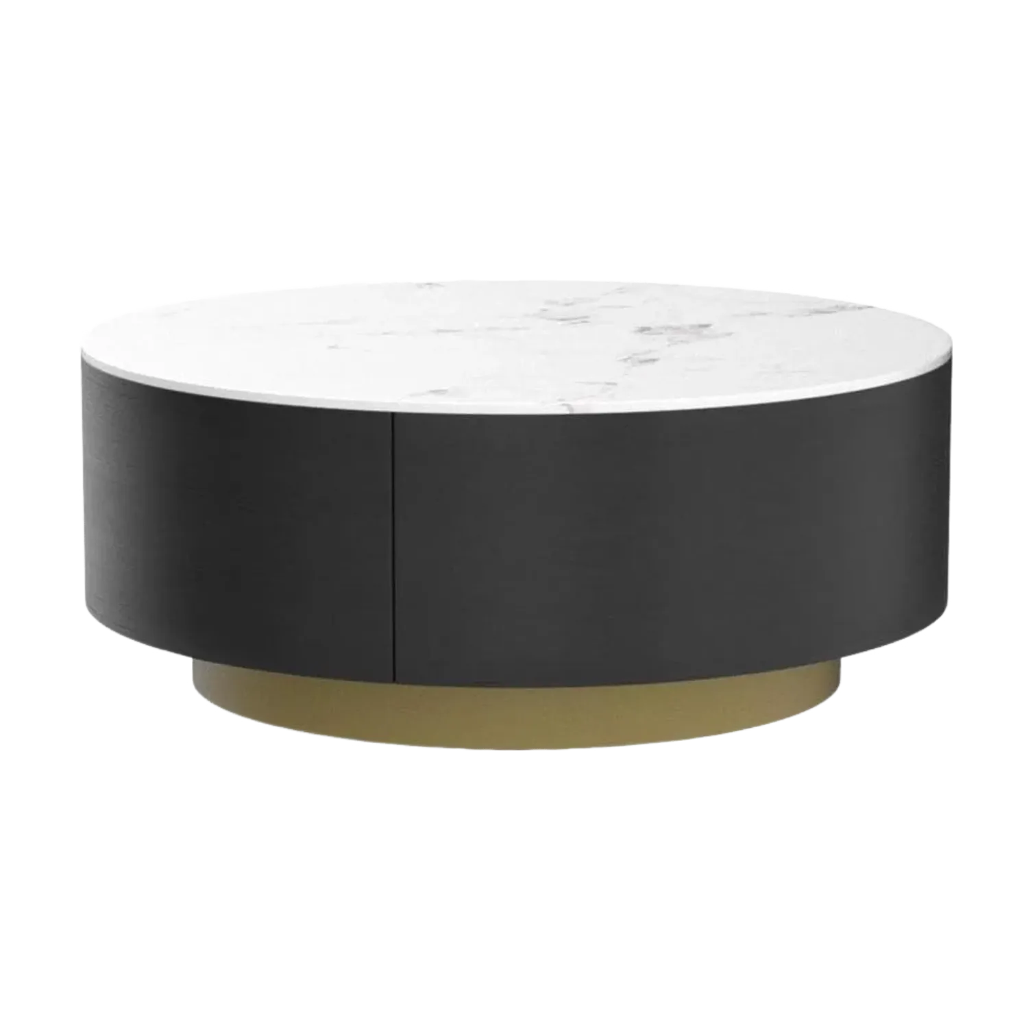 Marble Top 33" Round Black with Dusk Gold Base