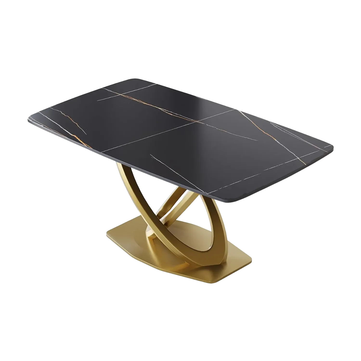 63" Rectangular Black with Luxe Gold Base for 6