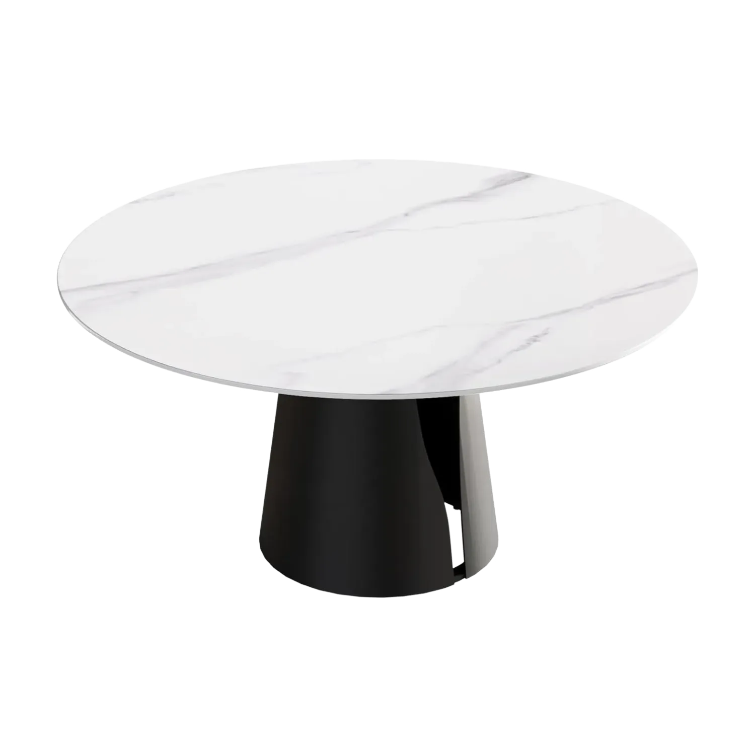 59" Round White with Matte Black Base for 8