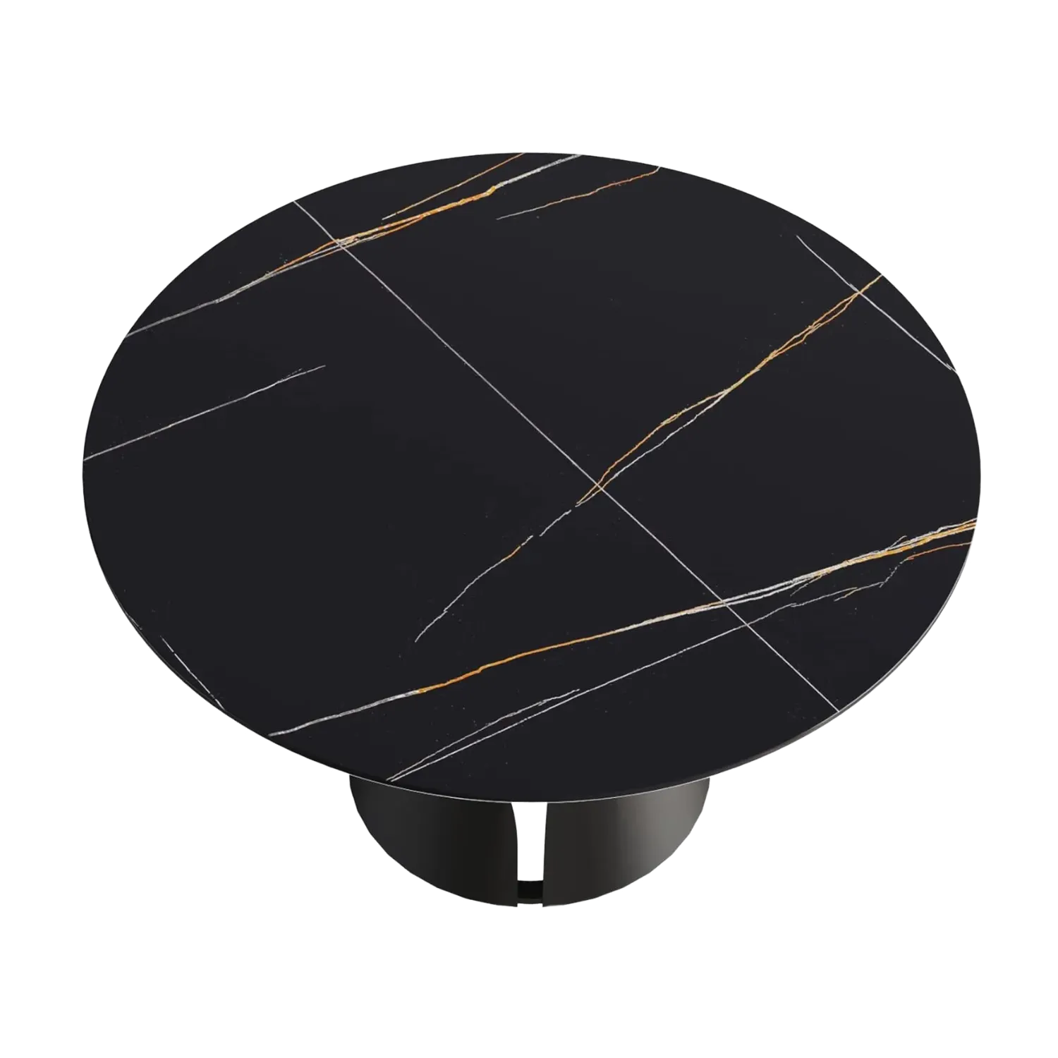 53" Round Black with Matte Black Base for 6