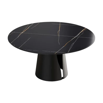 59" Black Round Dining Room Table for 8 | Atunus Home