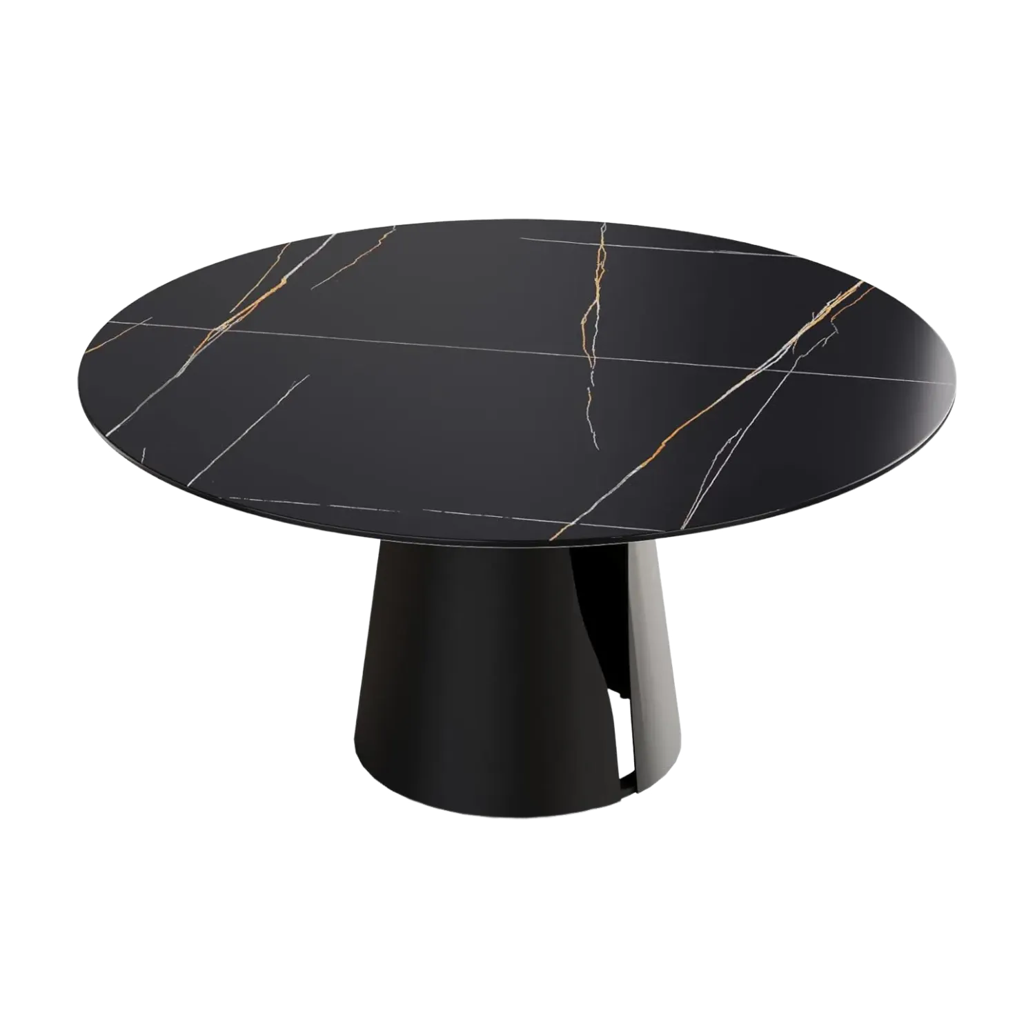 59" Round Black with Matte Black Base for 8