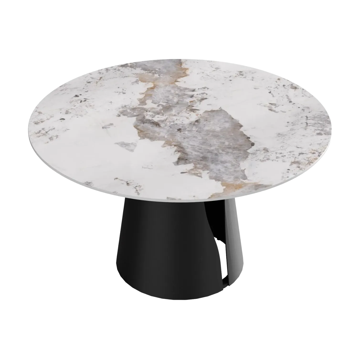 53" Round Antique White with Matte Black Base for 4-6