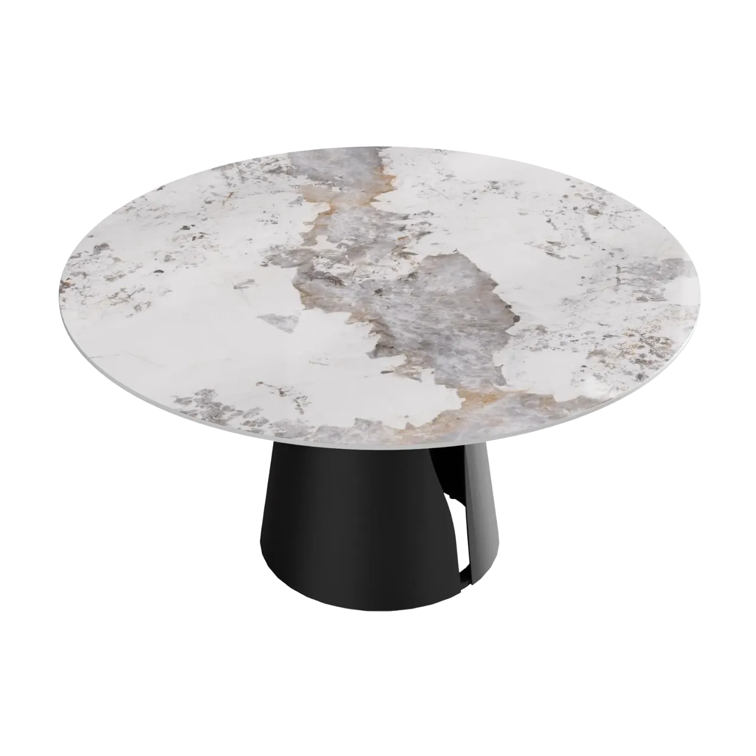 59" Round Antique White with Matte Black Base for 6-8