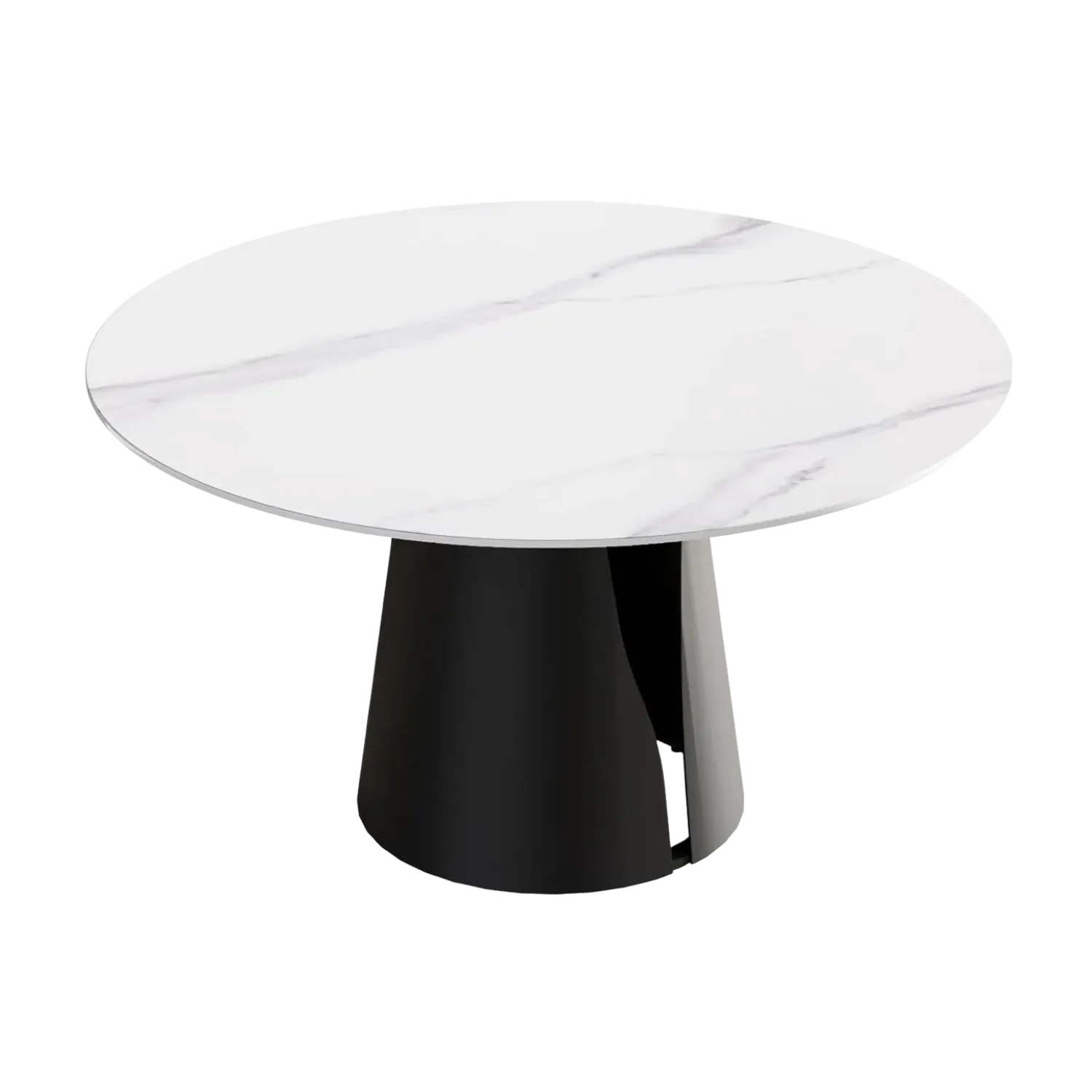 53" Round White with Matte Black Base for 6